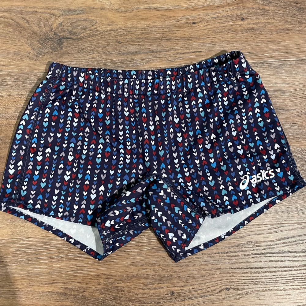 Aisics running shorts “hearts” spandex women’s xs
